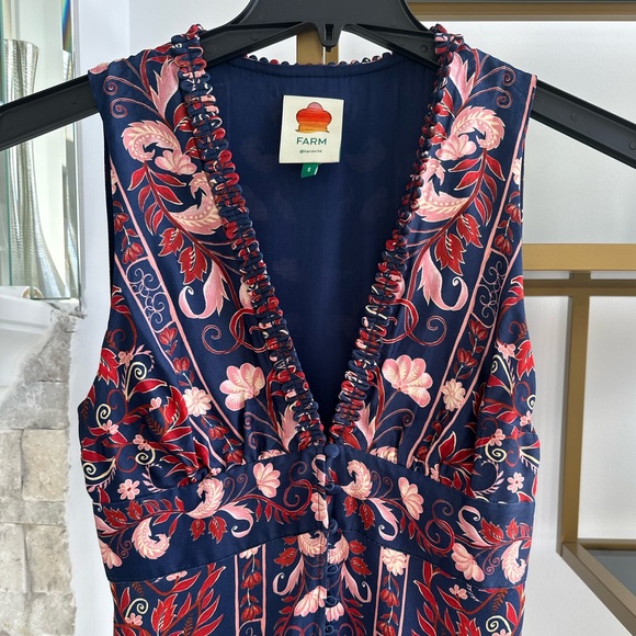 New FARM Rio Boho Navy, Red and Pink Floral Dress - Picture 3 of 8